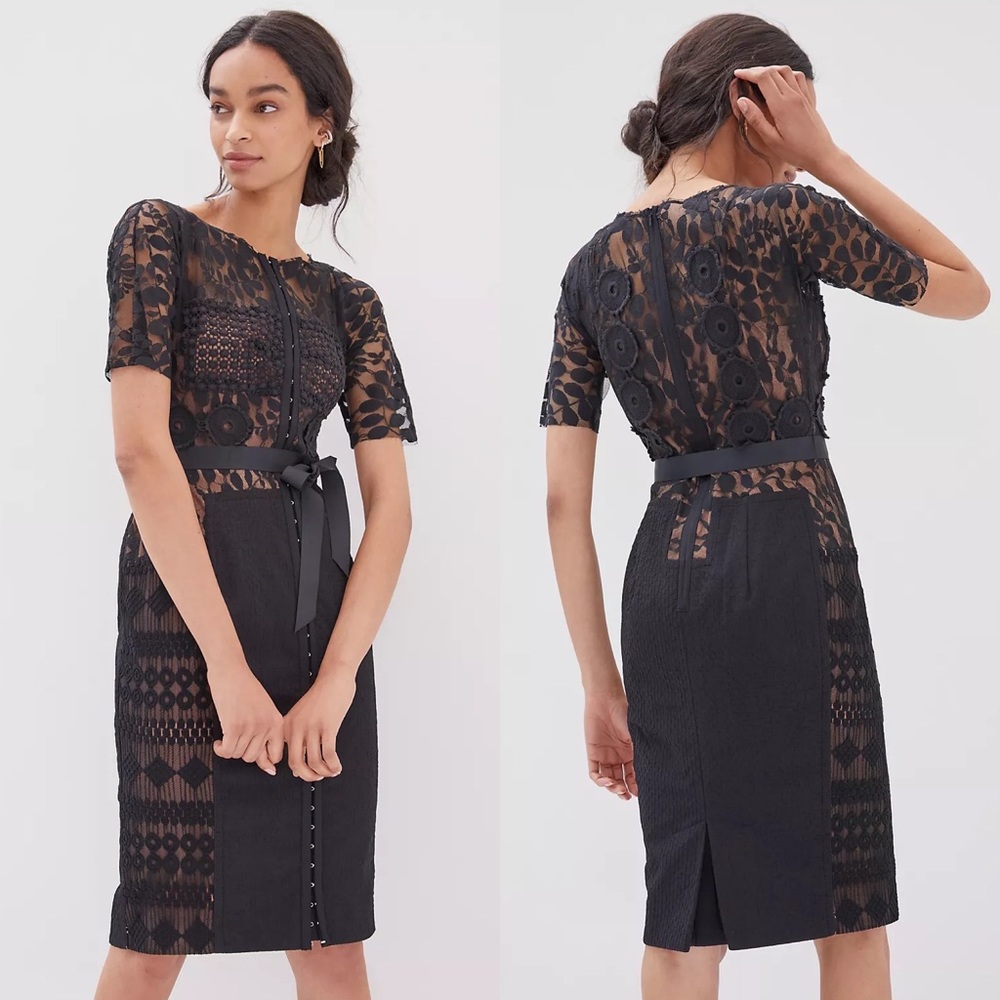 Anthropologie Bequile by Byron Lars Carissma Black Lace Sheath Dress